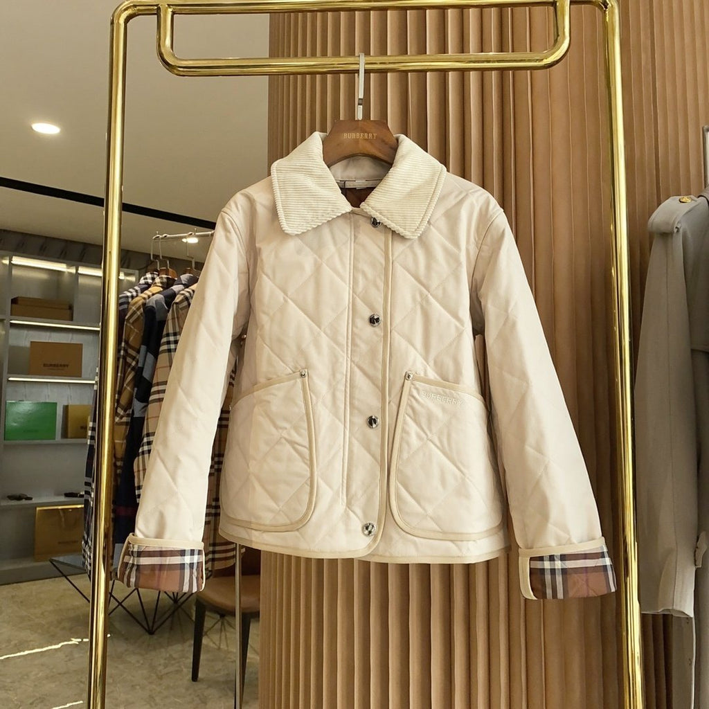 Burberry Reversible Diamond-Quilted Corduroy-Collar Jacket