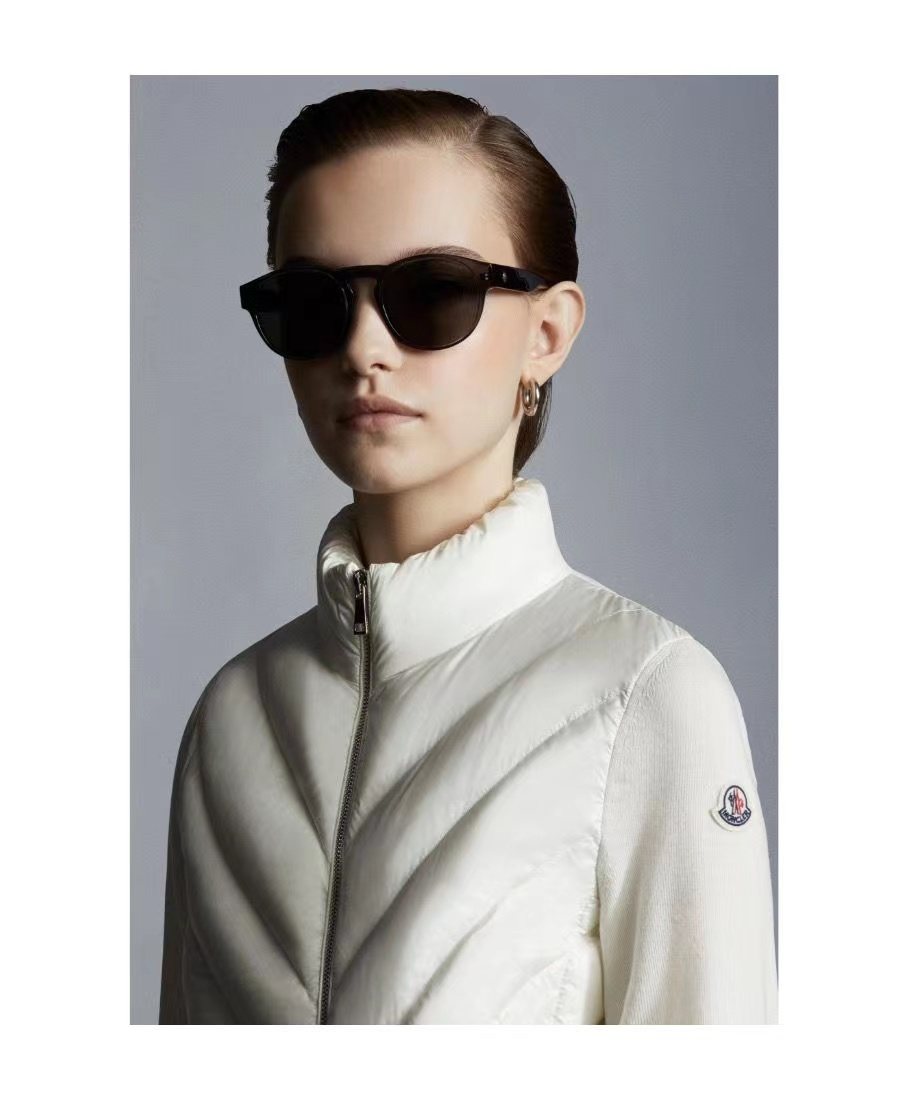 Moncler Knit-Sleeve Chevron Quilted Down Jacket