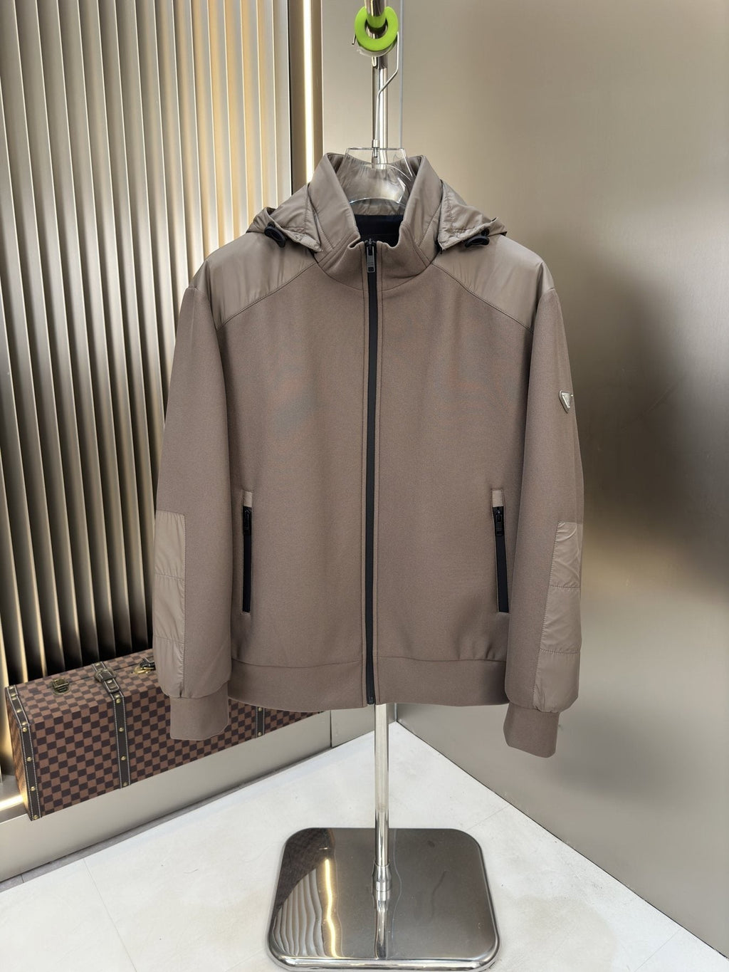 Prada Hooded Contrast-Panel Jacket