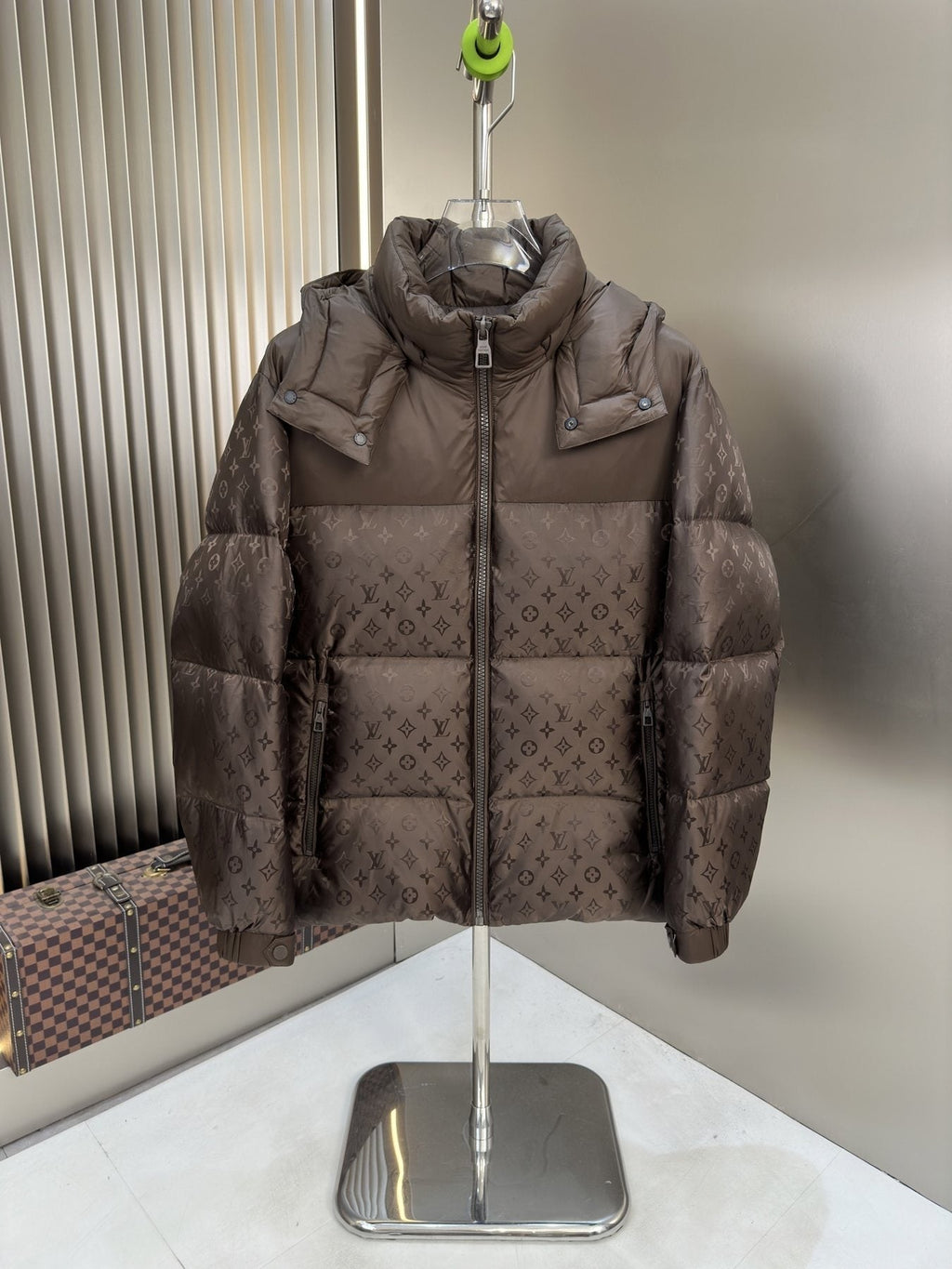 LV Hooded Tonal Monogram Puffer Coat